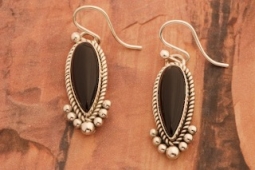Artie Yellowhorse Genuine Black Onyx Sterling Silver Navajo Earrings